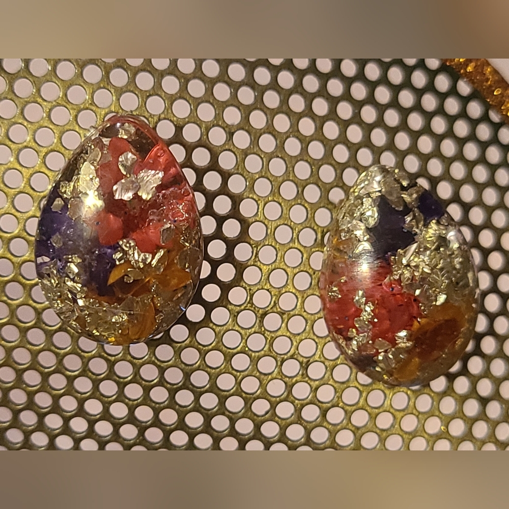 Colorful Teardrop Earrings with Gold Accents
